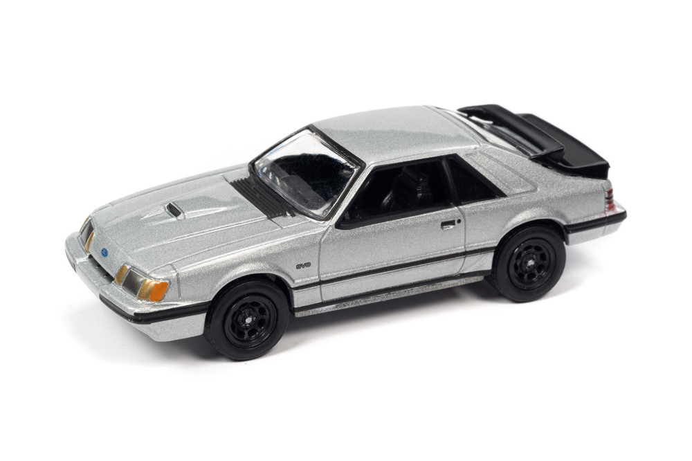 1986 Ford Mustang SVO, Silver - Johnny Lightning JLCG029/48B - 1/64 Scale Diecast Model Toy Car