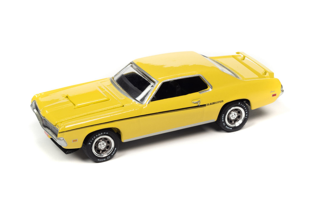 1969 Mercury Cougar Eliminator, Yellow - Johnny Lightning JLCG029/48B - 1/64 Scale Diecast Model Toy Car
