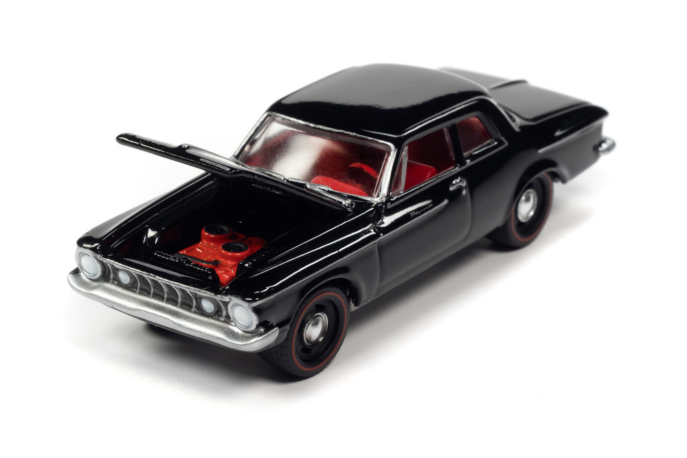 1962 Plymouth Savoy Max Wedge, Silhouette Black - Johnny Lightning JLCG029/48A - 1/64 Scale Diecast Model Toy Car