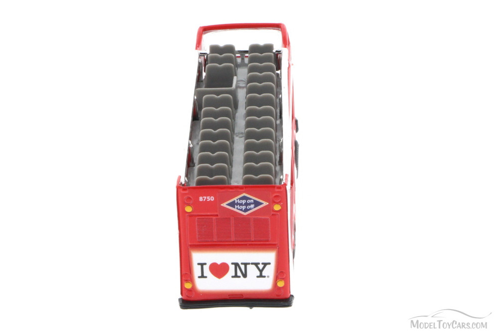 I Love New York 6"  Double Decker Sightseeing Bus Open Top, Red - 2168D-ILNY - Collectible Model Toy Car