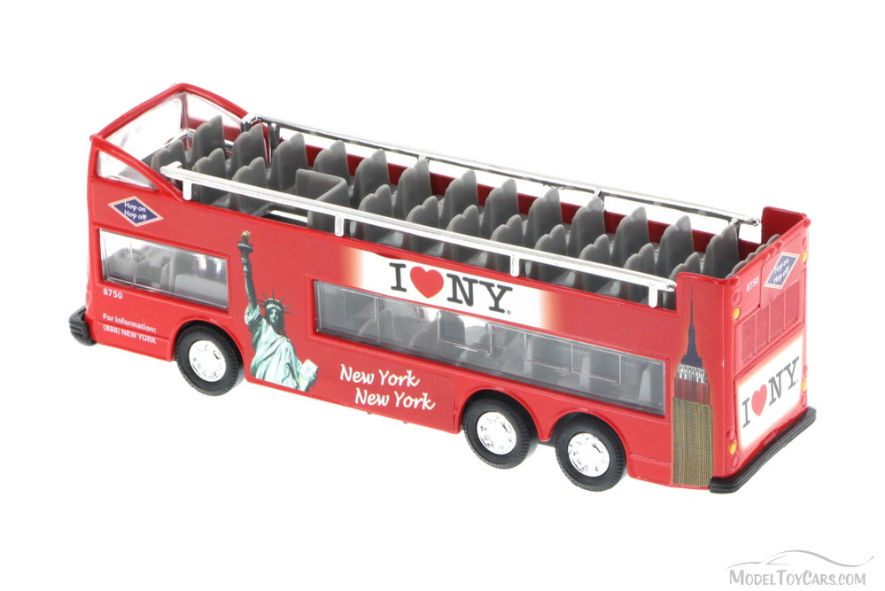 I Love New York 6"  Double Decker Sightseeing Bus Open Top, Red - 2168D-ILNY - Collectible Model Toy Car