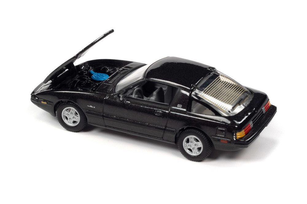 1982 Mazda RX-7, Tornado Black Metallic - Johnny Lightning JLCG029/48A - 1/64 Scale Diecast Model Toy Car