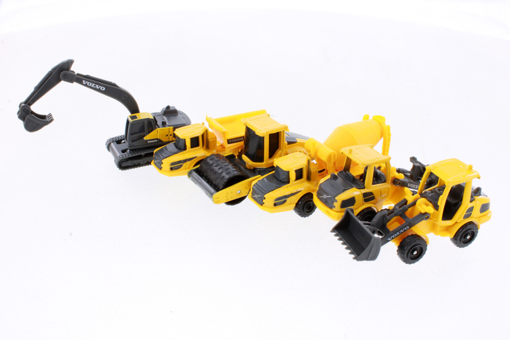Mini Work Machines Volvo 15 Piece Construction Site Set, Yellow - Maisto 12376 - 3" Scale Diecast Model Toy Car