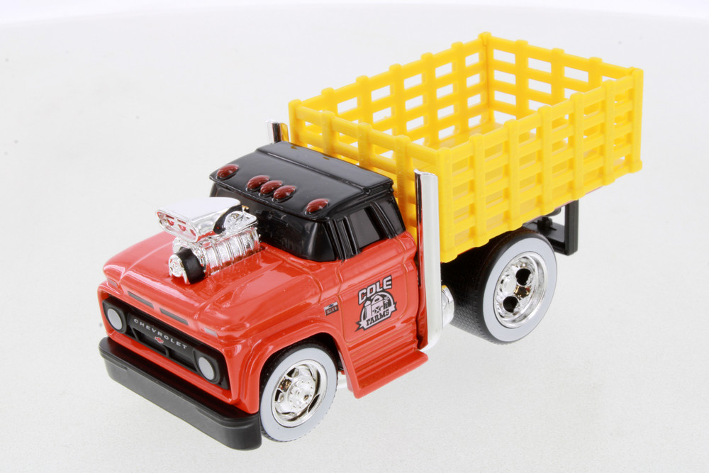 1966 Chevy C60 Stakebed Work Rig, Orange - Maisto 11610 - 1/64 Scale Diecast Model Toy Car