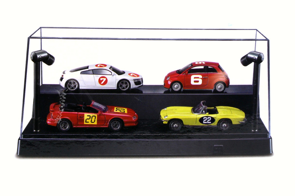 Box of 6 Acrylic LED Display Case w/Removable Riser, White - 9902W - 1/24 Scale Display Case for Diecast Cars