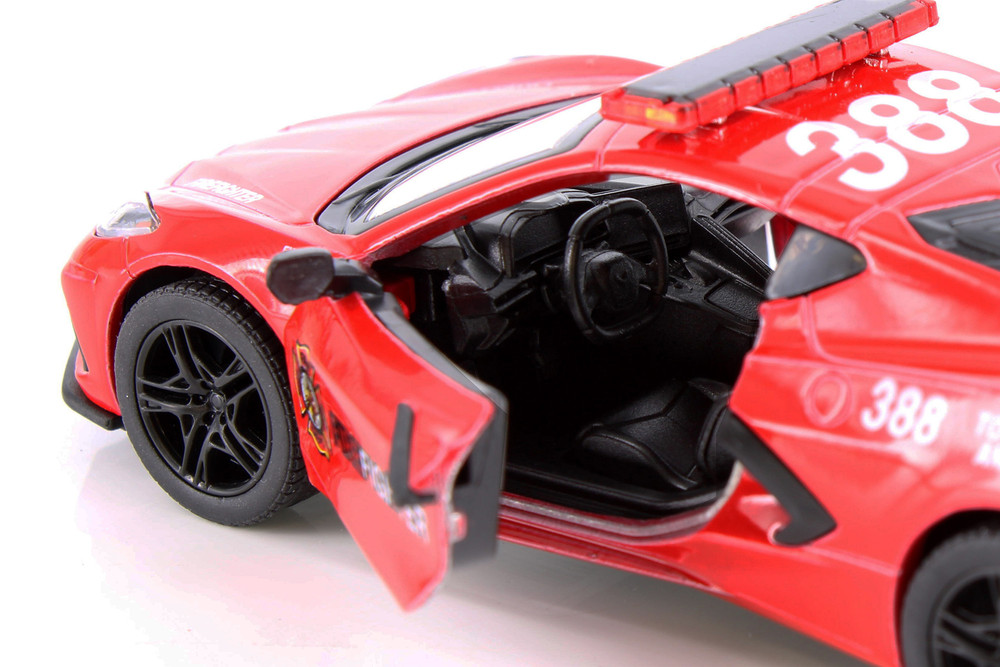 Box of 12 2021 Chevy Corvette Stingray C8 - Police/Firefighter Edition, ASSTD - Kinsmart 5432DPR - 1/36 Scale Diecast Model Toy Cars