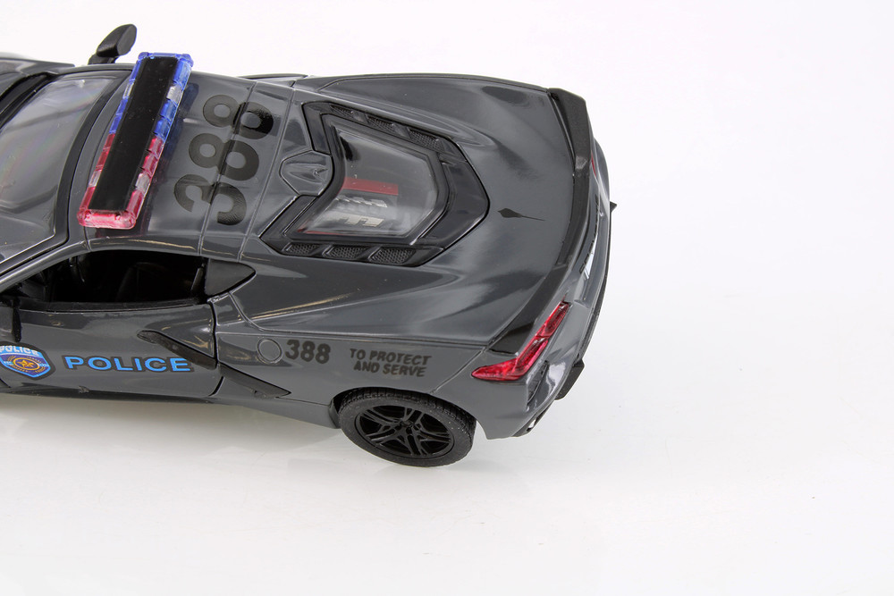 Box of 12 2021 Chevy Corvette Stingray C8 - Police/Firefighter Edition, ASSTD - Kinsmart 5432DPR - 1/36 Scale Diecast Model Toy Cars
