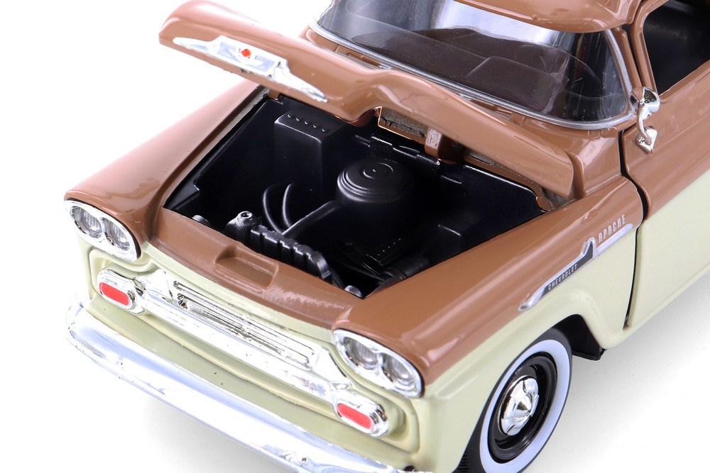 1958 Chevy Apache Fleetside Pickup Truck, Brown/Beige - Showcasts 71311BN - 1/24 Scale Diecast Model Toy Car