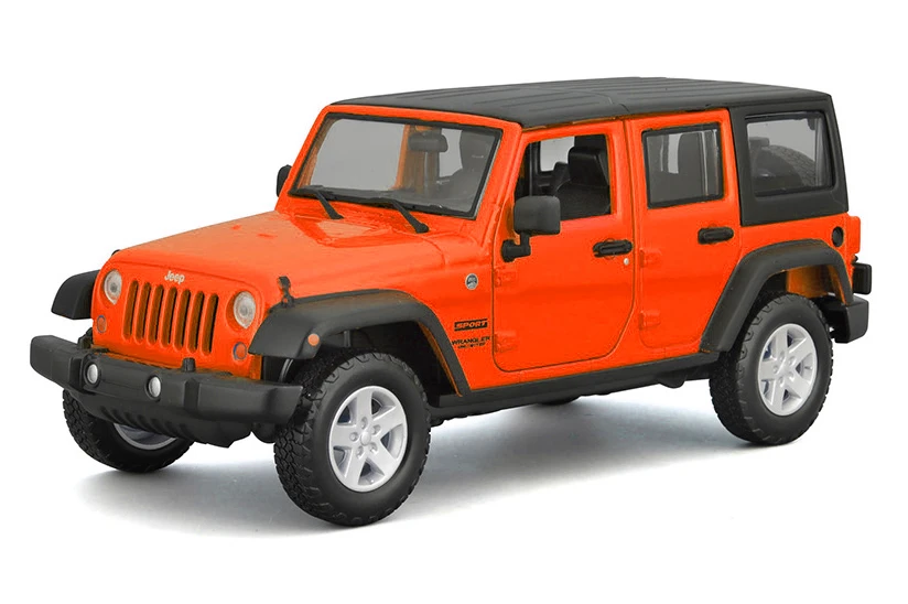 2015 Jeep Wrangler Unlimited, Orange w/Black Roof - Maisto 38268OR - 1/24 Scale Diecast Model Toy Car