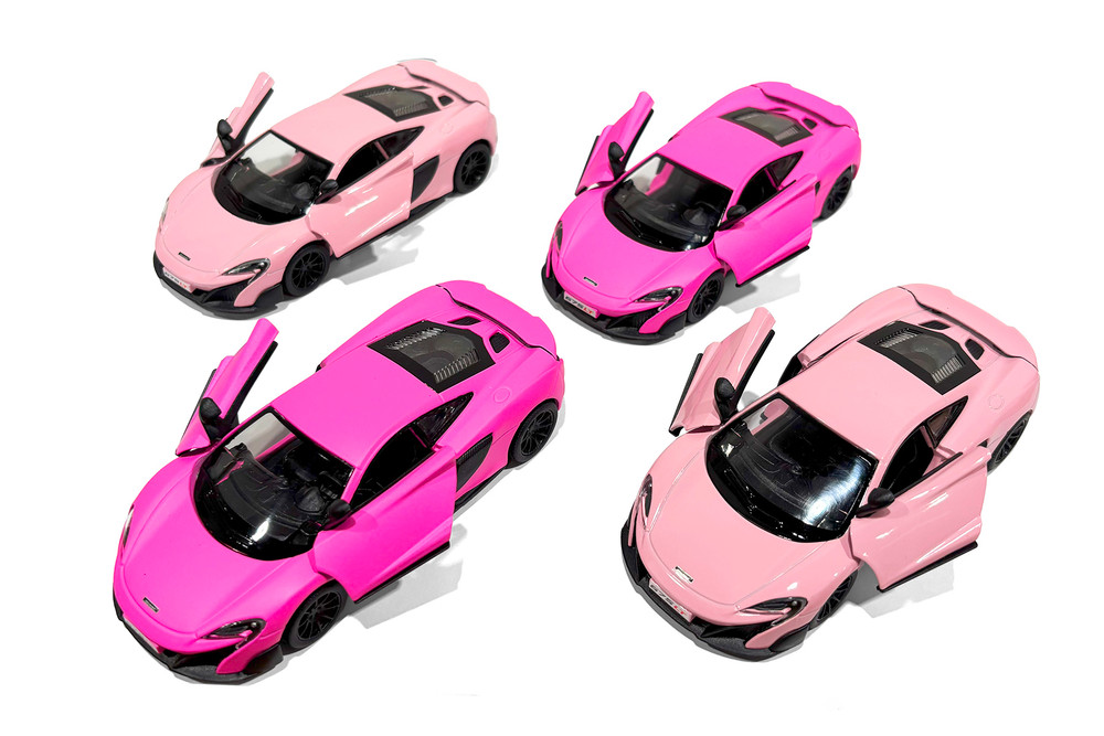Box of 12 McLaren 675LT Hardtop, Pink - Kinsmart 5392DPK - 1/36