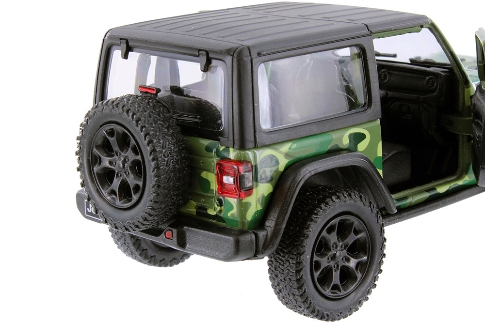 2018 Jeep Wrangler Rubicon Camo Hardtop, Green - Kinsmart 5420DB - 1/34 Scale Diecast Model Toy Car