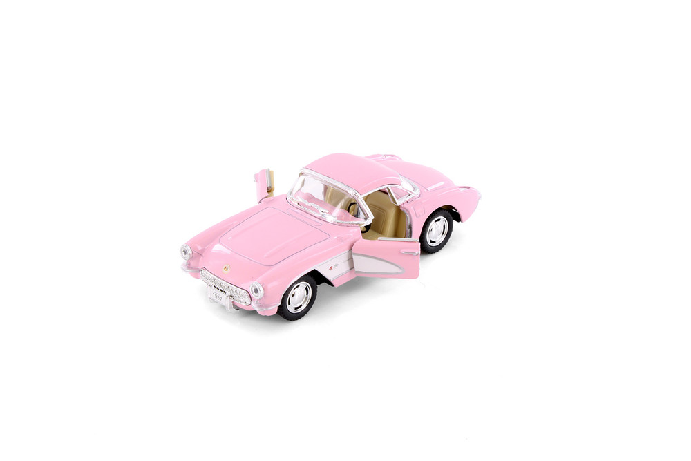 1957 Chevy Corvette Hard Top, Pink - Kinsmart 5316DPK - 1/34 Scale Diecast Model Toy Car
