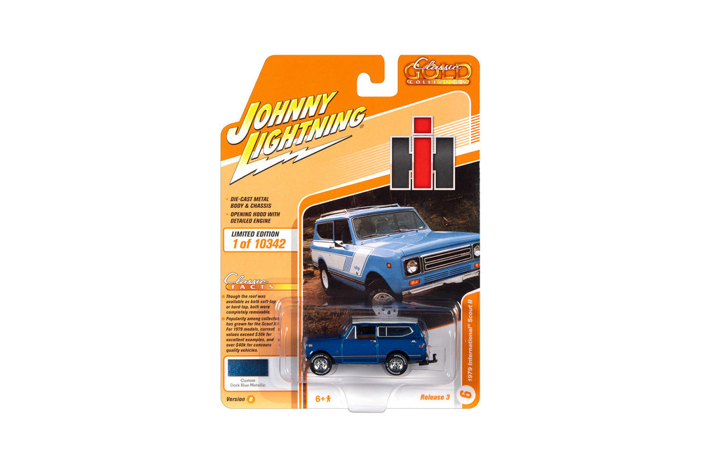 1979 International Scout II, Dark Blue Metallic - Johnny Lightning JLCG026/48B - 1/64 Scale Diecast Model Toy Car