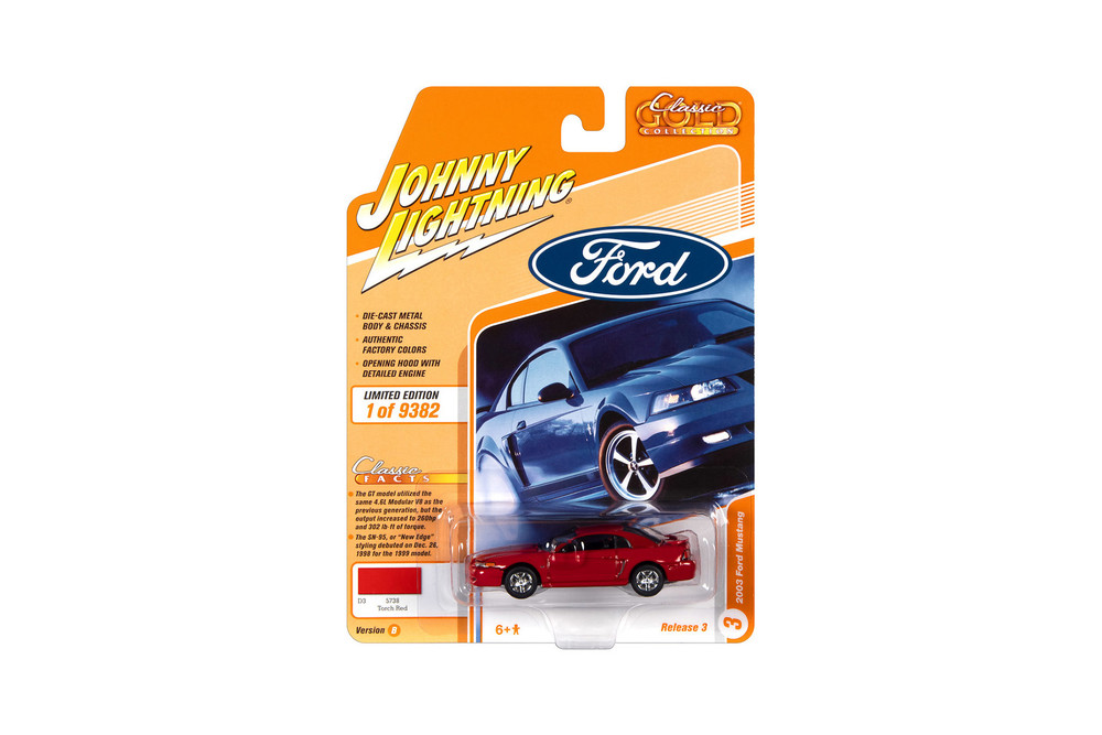 2003 Ford Mustang, Torch Red - Johnny Lightning JLCG026/48B - 1/64 Scale Diecast Model Toy Car