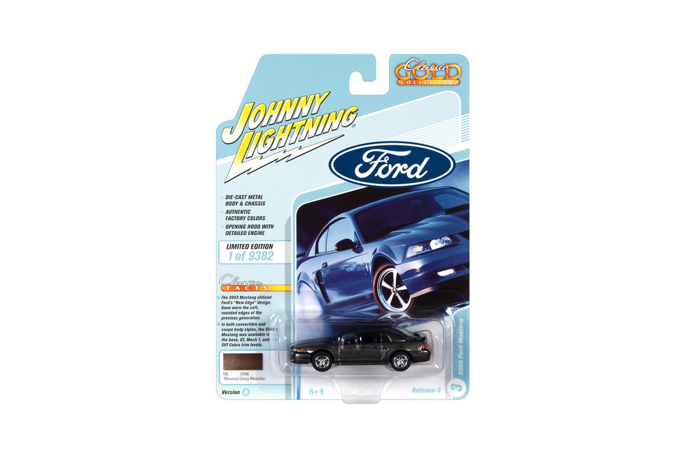 2003 Ford Mustang, Mineral Gray Metallic - Johnny Lightning JLCG026/48A - 1/64 Scale Diecast Model Toy Car