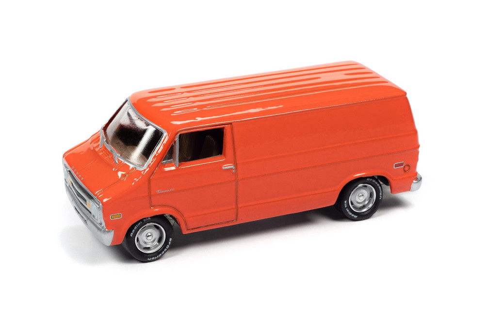 1976 Dodge Tradesman Van, Gloss Red-Orange - Johnny Lightning JLCG026/48A - 1/64 Scale Diecast Model Toy Car