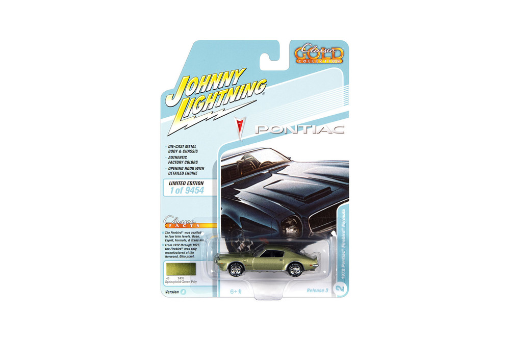 1972 Pontiac Firebird Formula, Springfield Green Poly - Johnny Lightning JLCG026/48A - 1/64 Scale Diecast Model Toy Car
