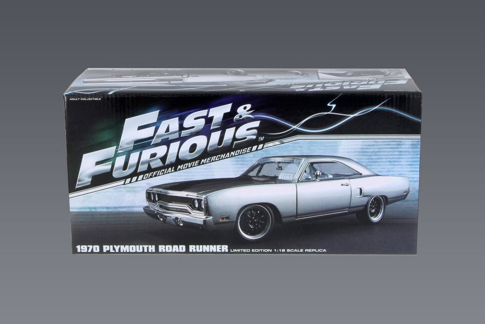 Maquette voiture Fast And Furious 1970 Plymouth Road Runner 1:18