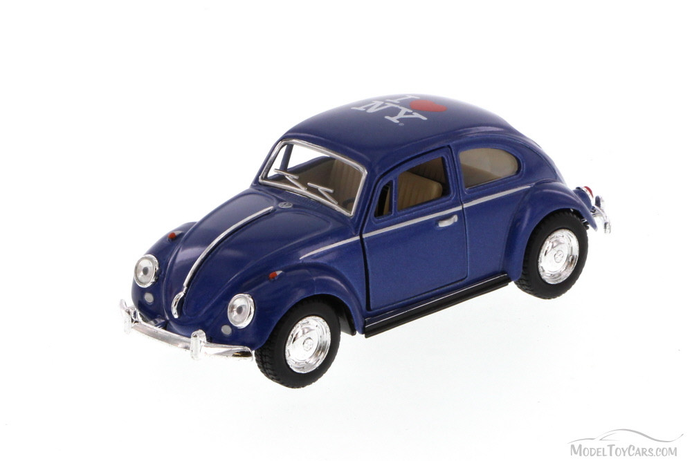 I Love New York 1967 Volkswagen Classic Beetle Hard Top, Blue - Kinsmart 5057D-ILNY - 1/32 Scale Diecast Model Toy Car