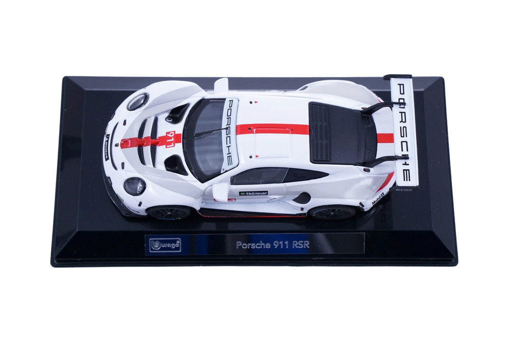 2019 Porsche 911 RSR, White - Bburago 18-38302 - 1/43 Scale Diecast Model Toy Car