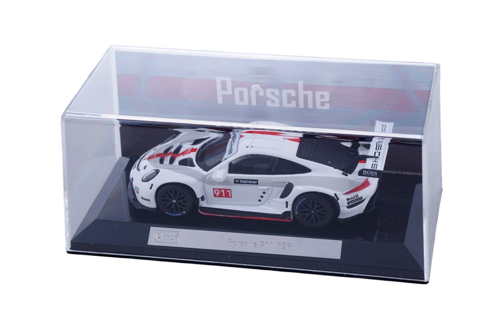 2019 Porsche 911 RSR, White - Bburago 18-38302 - 1/43 Scale Diecast Model Toy Car