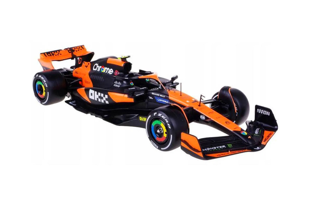 2024 McLaren MCL38 F1 Team w/Driver Figure, #4 Lando Norris - Bburago 18-28040/4 - 1/24 Scale Diecast Model Toy Car