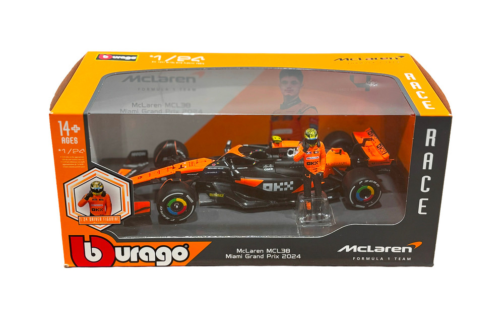 2024 McLaren MCL38 F1 Team w/Driver Figure, #4 Lando Norris
