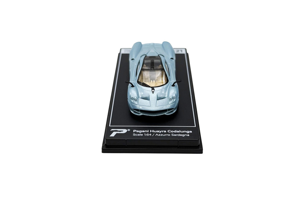 Box of 36 Pagani Huayra Codalunga, Azzurro Sardegna Blue - Kinsmart H21 - 1/64 Scale Diecast Model Toy Cars