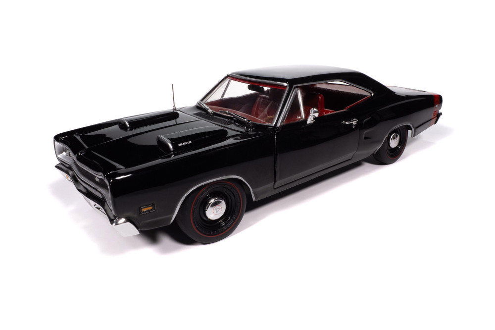 1969 Dodge Coronet Super Bee, Black - Auto World AMM1347 - 1/18 Scale Diecast Model Toy Car