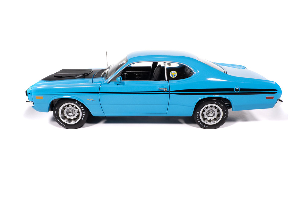 1972 Dodge Demon GSS, Blue w/Black Stripes - Auto World AMM1345 - 1/18 Scale Diecast Model Toy Car