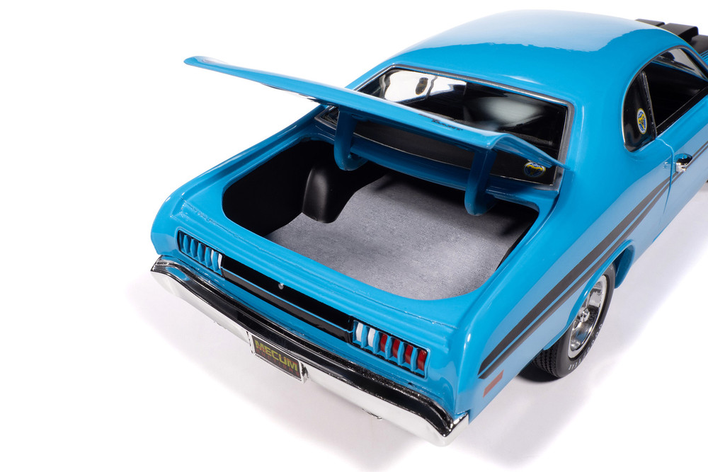 1972 Dodge Demon GSS, Blue w/Black Stripes - Auto World AMM1345 - 1/18 Scale Diecast Model Toy Car