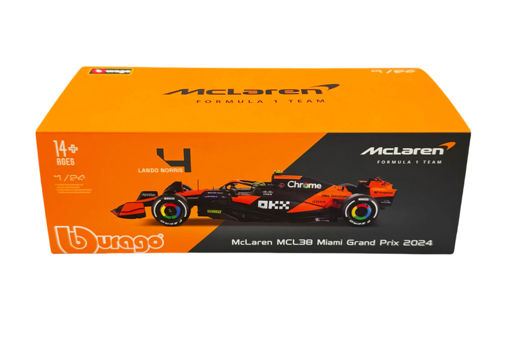 2024 McLaren MCL38 F1 Team w/Driver, #4 Lando Norris - Bburago 18
