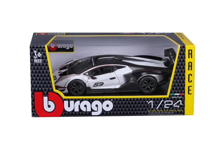 Lamborghini Essenza SCV12 #63, White/Black - Bburago 18-28023 - 1/24 Scale Diecast Model Toy Car