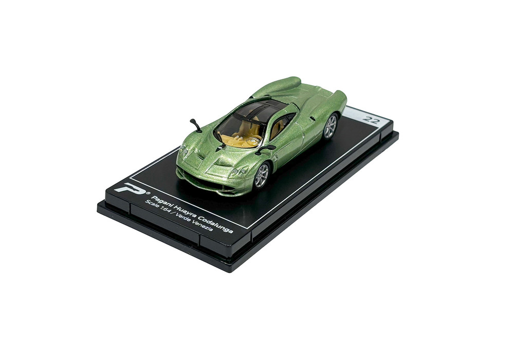 Box of 36 Pagani Huayra Codalunga, Verde Venezia Green - Kinsmart H22 - 1/64 Scale Diecast Model Toy Cars