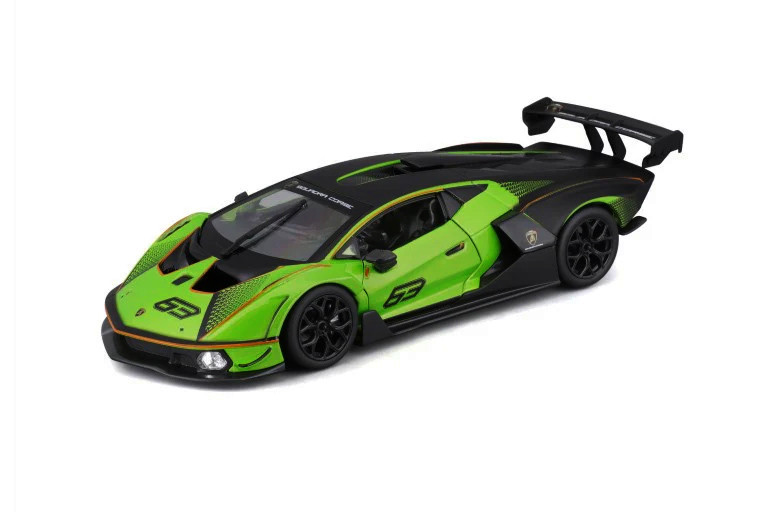 Lamborghini Essenza SCV12 #63, Green/Black - Bburago 18-28017 - 1/24 Scale Diecast Model Toy Car