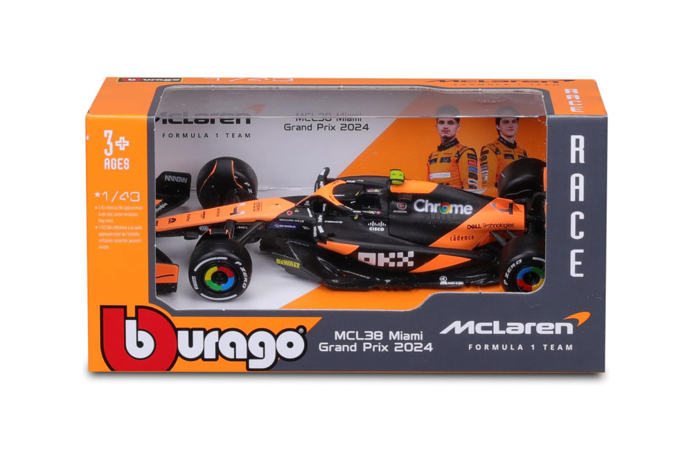 2024 McLaren MCL38 Miami GP, #4 Lando Norris - Bburago 18-38214/4