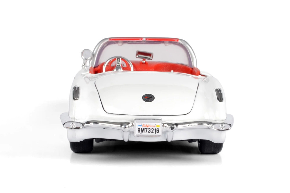 1959 Chevy Corvette Convertible, White w/Red Interior - Showcasts 77216WR - 1/24 Scale Diecast Model Toy Car