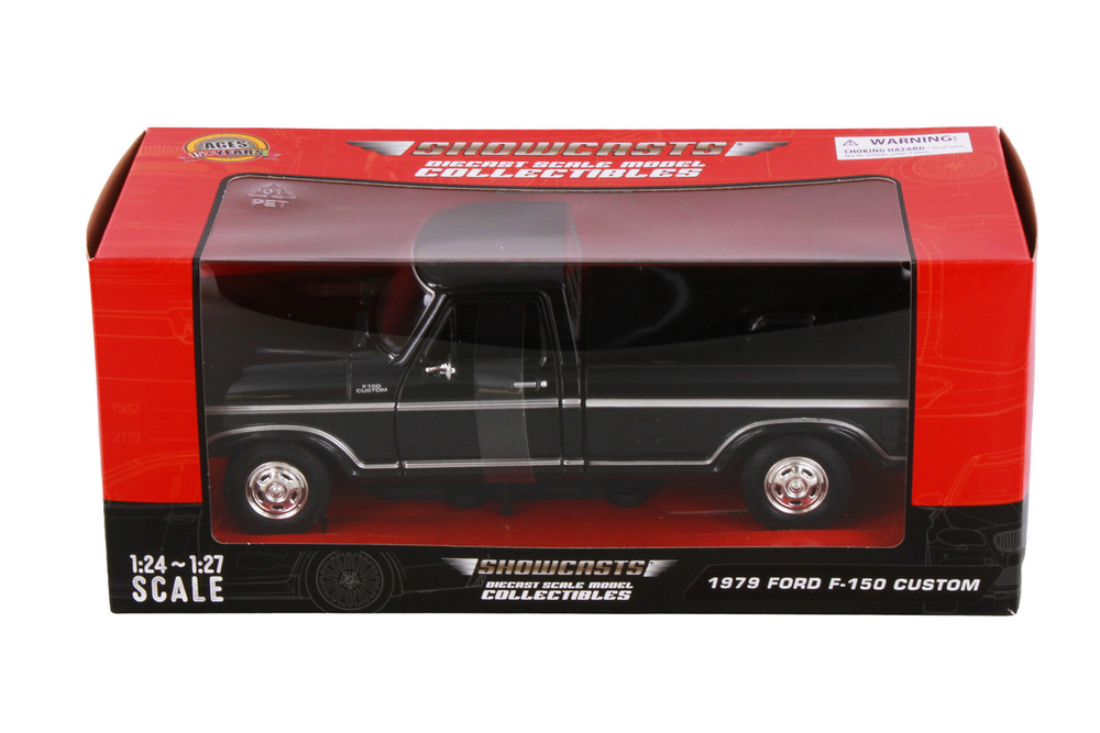 1979 Ford F-150 Custom Pickup Truck, Black - Showcasts 71346BK - 1/24 Scale Diecast Model Toy Car