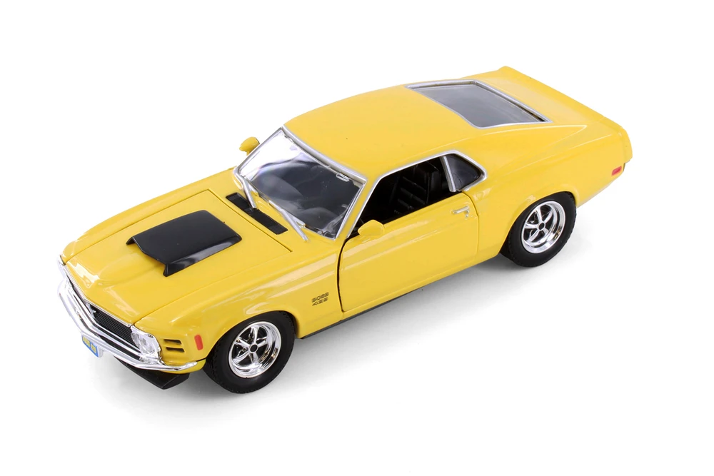 1970 Ford Mustang Boss 429 Hardtop, Yellow - Showcasts 77303YL - 1/24 Scale Diecast Model Toy Car