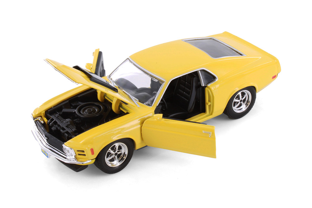 1970 Ford Mustang Boss 429 Hardtop, Yellow - Showcasts 77303YL - 1/24 Scale Diecast Model Toy Car