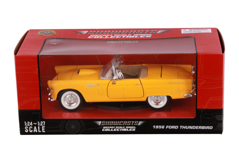 1956 Ford Thunderbird Convertible, Yellow - Showcasts 77215YL - 1/24 Scale Diecast Model Toy Car