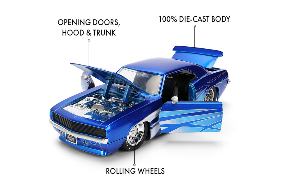 1969 Chevy Camaro, Candy Blue - Jada Toys 36461 - 1/24 Scale
