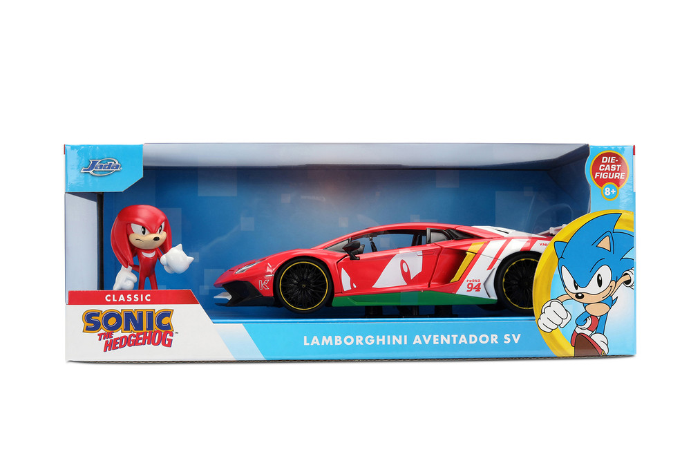 Lamborghini Aventador SV w/Knuckles Figure, Sonic the Hedgehog