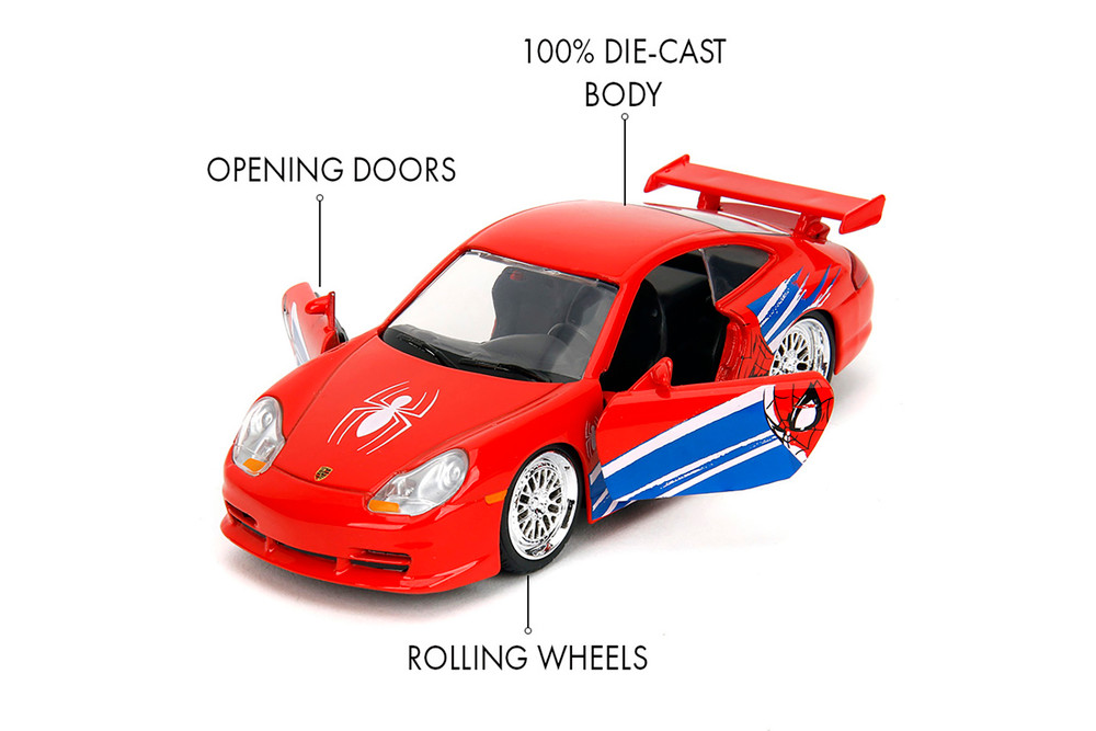 Porsche 911 GT3 RS (996), Marvel Spide Man, Red - Jada Toys 36068 - 1/32 Scale Diecast Model Toy Car