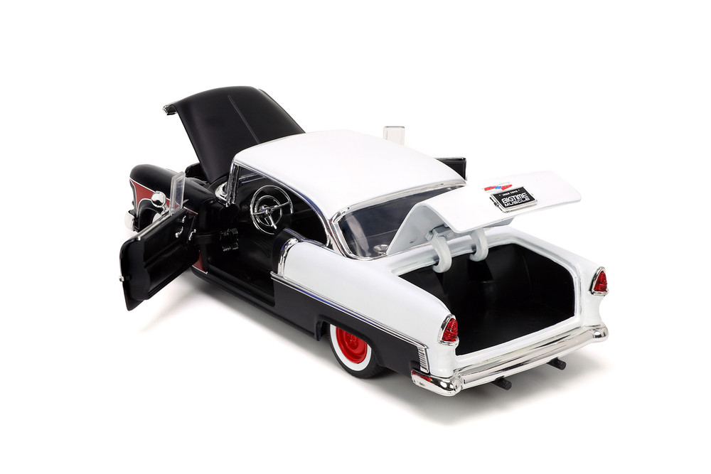 1955 Chevy Bel Air Hardtop, Matte Black/White - Jada Toys 33546