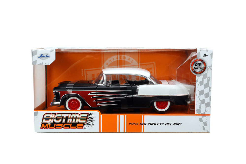 1955 Chevy Bel Air Hardtop, Matte Black/White - Jada Toys 33546