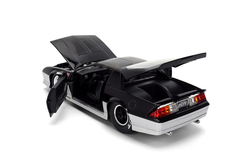 1985 Chevy Camaro Z28 "Mickey Thompson", Black/Silver - Jada Toys 36454 - 1/24 Scale Diecast Model Toy Car