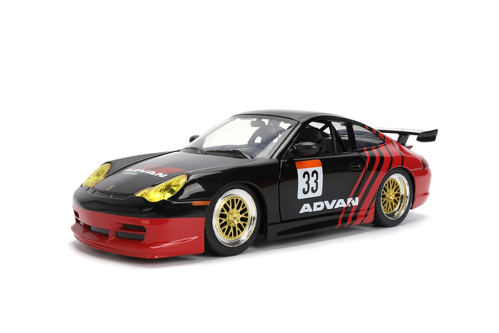 Porsche 911 GT3 RS (996) #33 ADVAN, Black/Red - Jada Toys 36371 - 1/24 Scale Diecast Model Toy Car