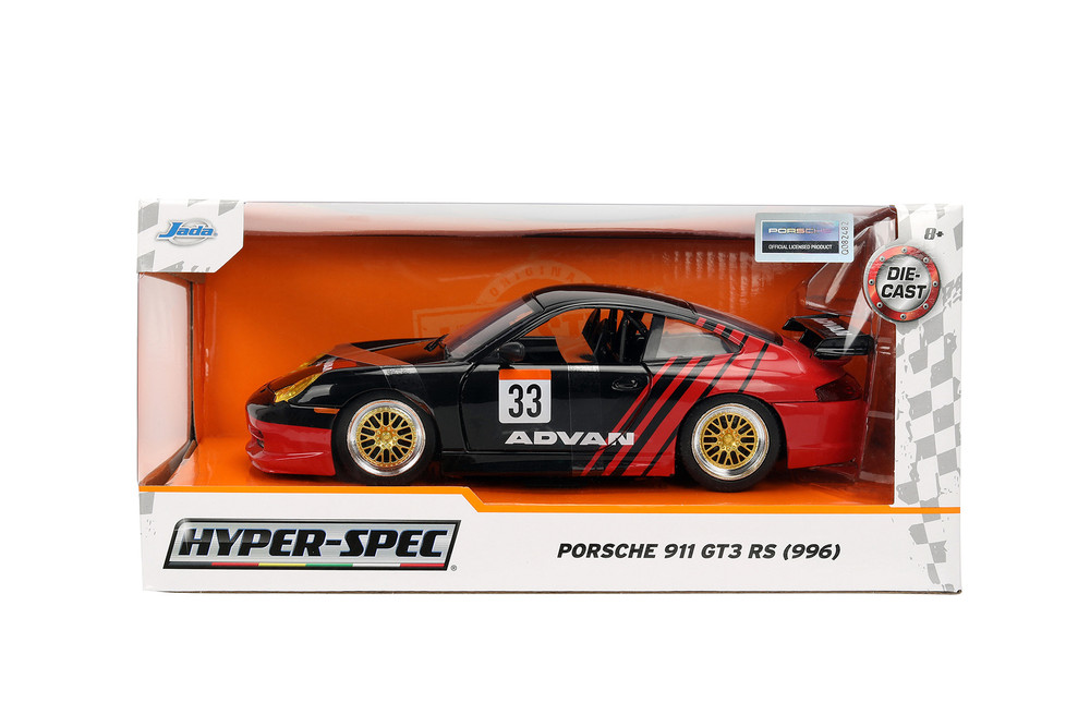 Porsche 911 GT3 RS (996) #33 ADVAN, Black/Red - Jada Toys 36371