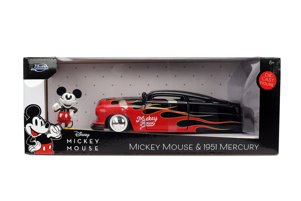 Disney 1951 Mercury w/Vintage Mickey Mouse Figure, Black w/Red
